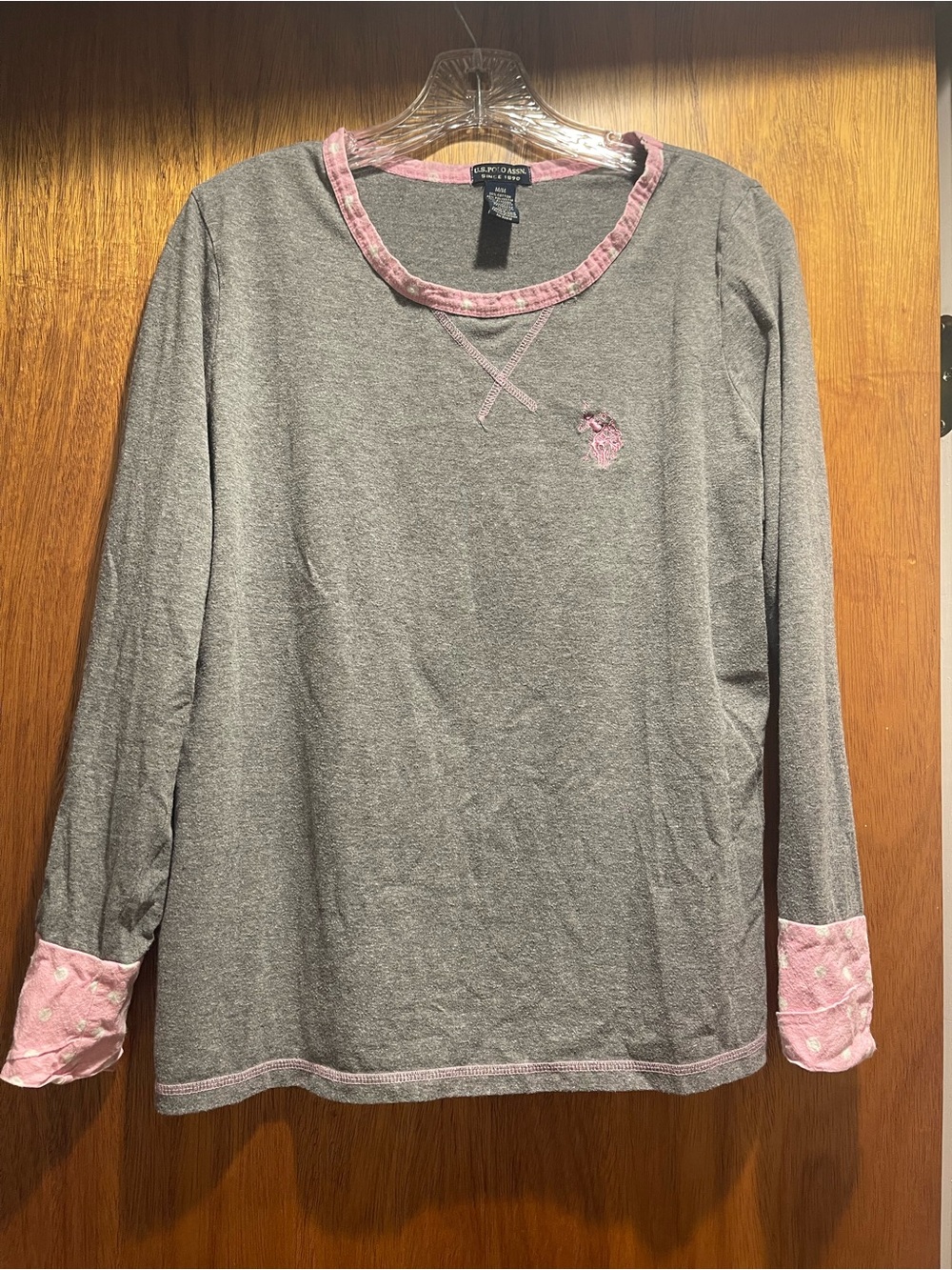 Grey shirt with Pink Trim and Logo